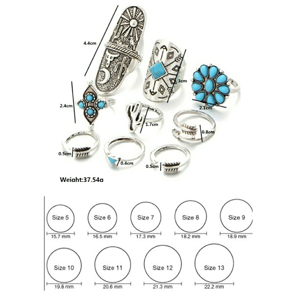 **SOLD OUT***- 8 per PKG BOHEMIAN SILVER RINGS - Picture 6 of 6